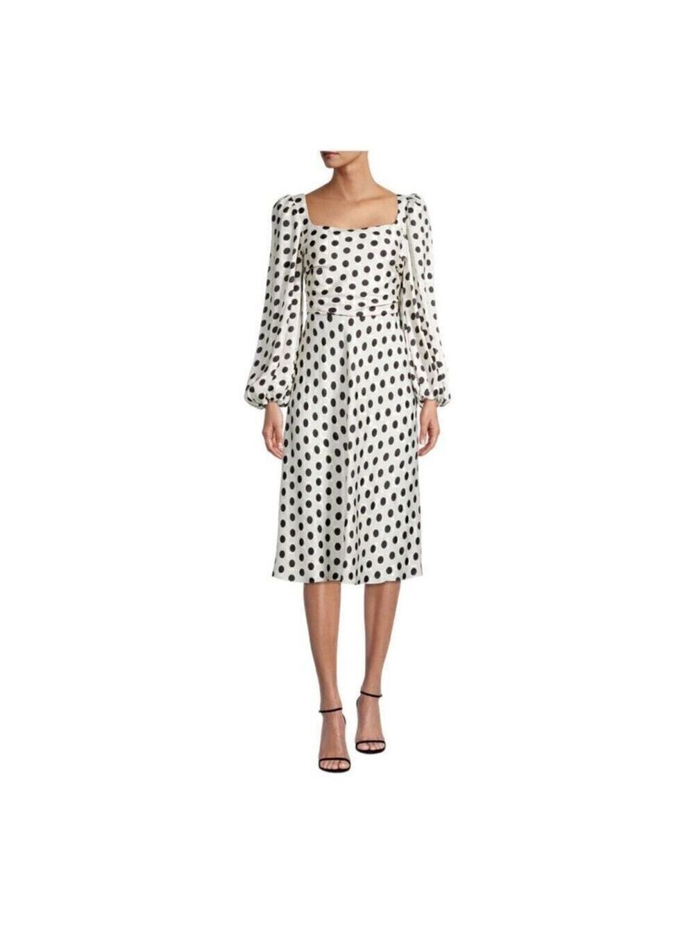 UNGARO Black and White Cherrie Midi Dress Size Large NWT